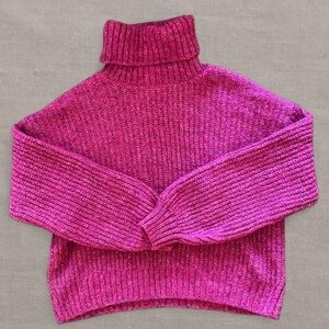 Cozy Pink Ribbed Turtleneck Sweater